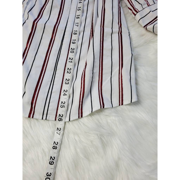 Lane Bryant Womens Button‎ Front Shirt White Brown Striped Stretch Plus 18/20 - Picture 4 of 5